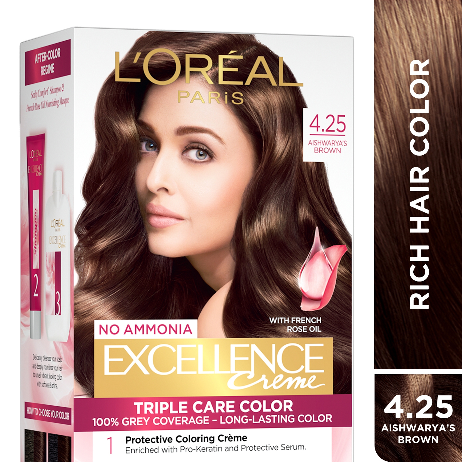L'Oreal Paris | L'Oreal Paris Excellence Creme Hair Color, 4.25 Aishwarya's Brown, 72ml+100g