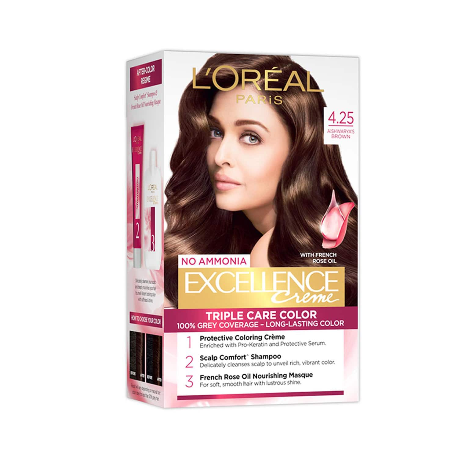 L'Oreal Paris | L'Oreal Paris Excellence Creme Hair Color, 4.25 Aishwarya's Brown, 72ml+100g