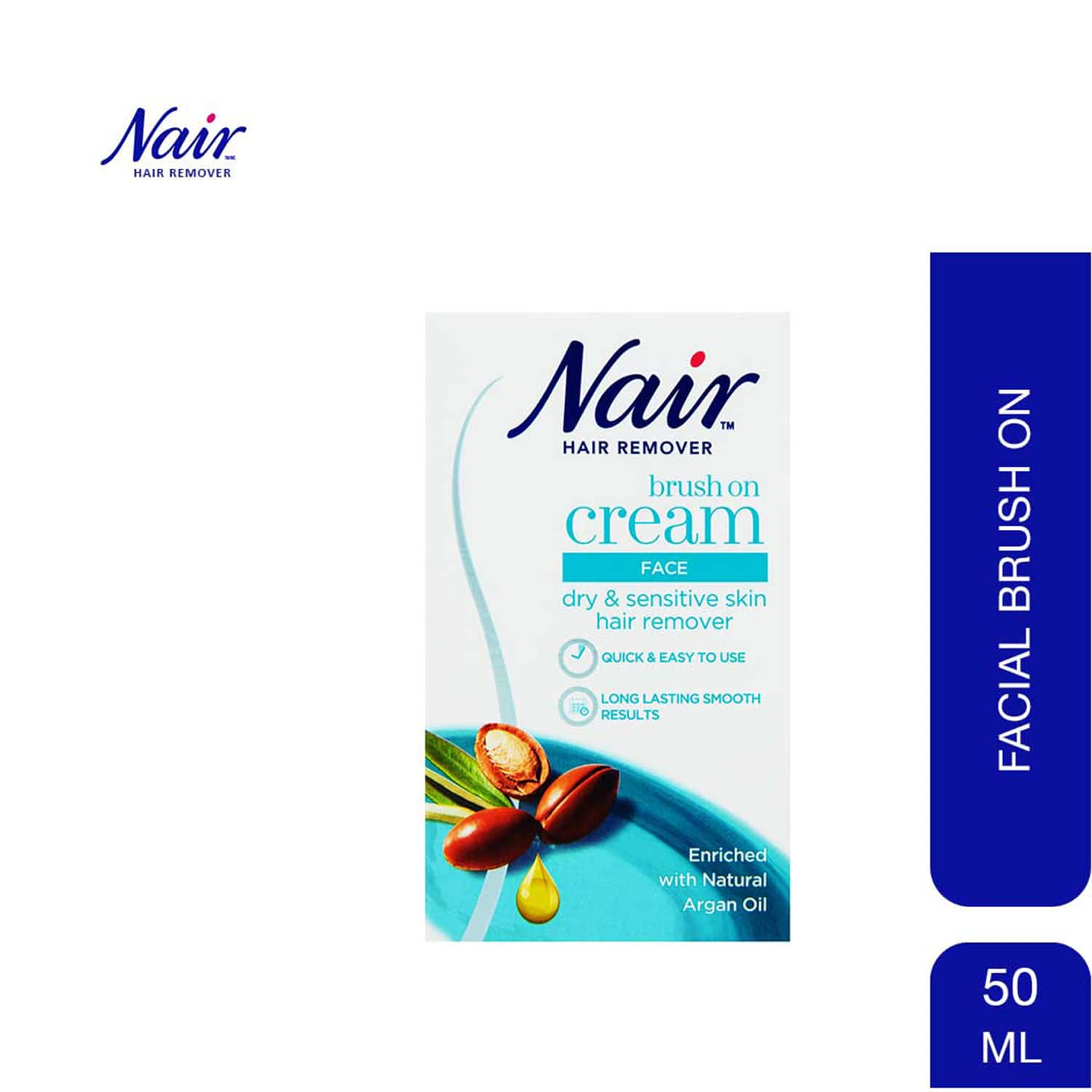 Nair | Nair Argan Oil Facial Brush On Hair Removal Cream (50ml)