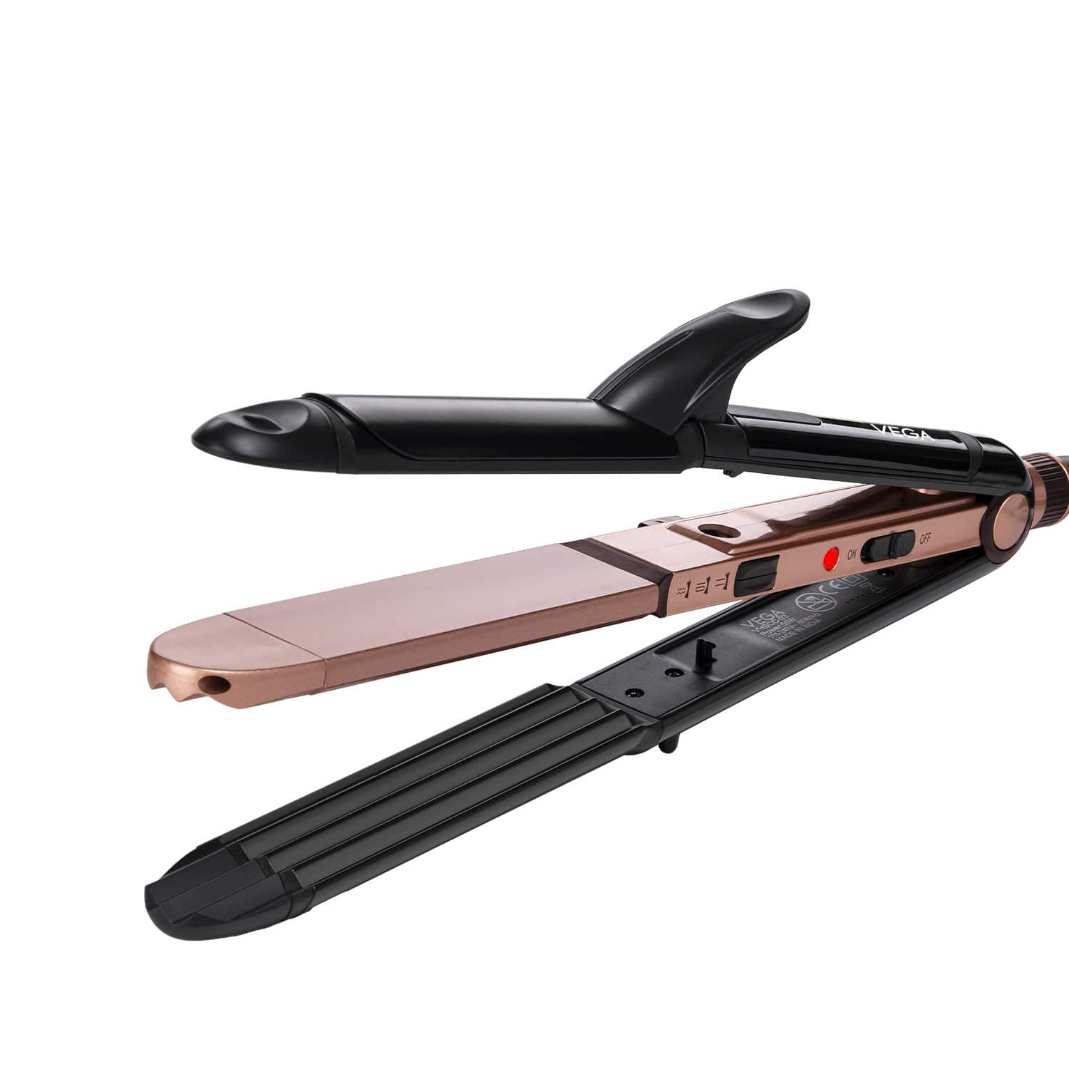 Vega | Vega 3 in 1 Keratin Hair Styler: Straightener Curler and Crimper for Women Rose Gold (VHSCC-03)