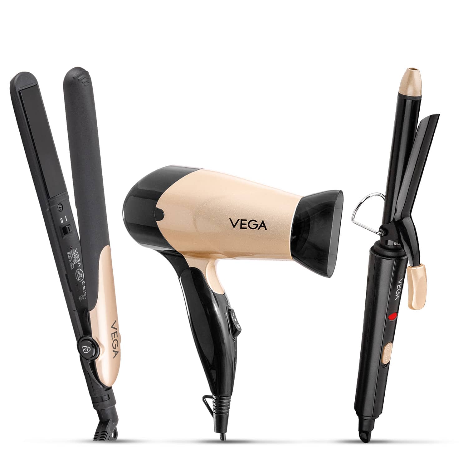 Vega | Vega Miss Versatile Styling Set Straightener Curler & Dryer Gift Combo (VHSS-03) (1141 g )