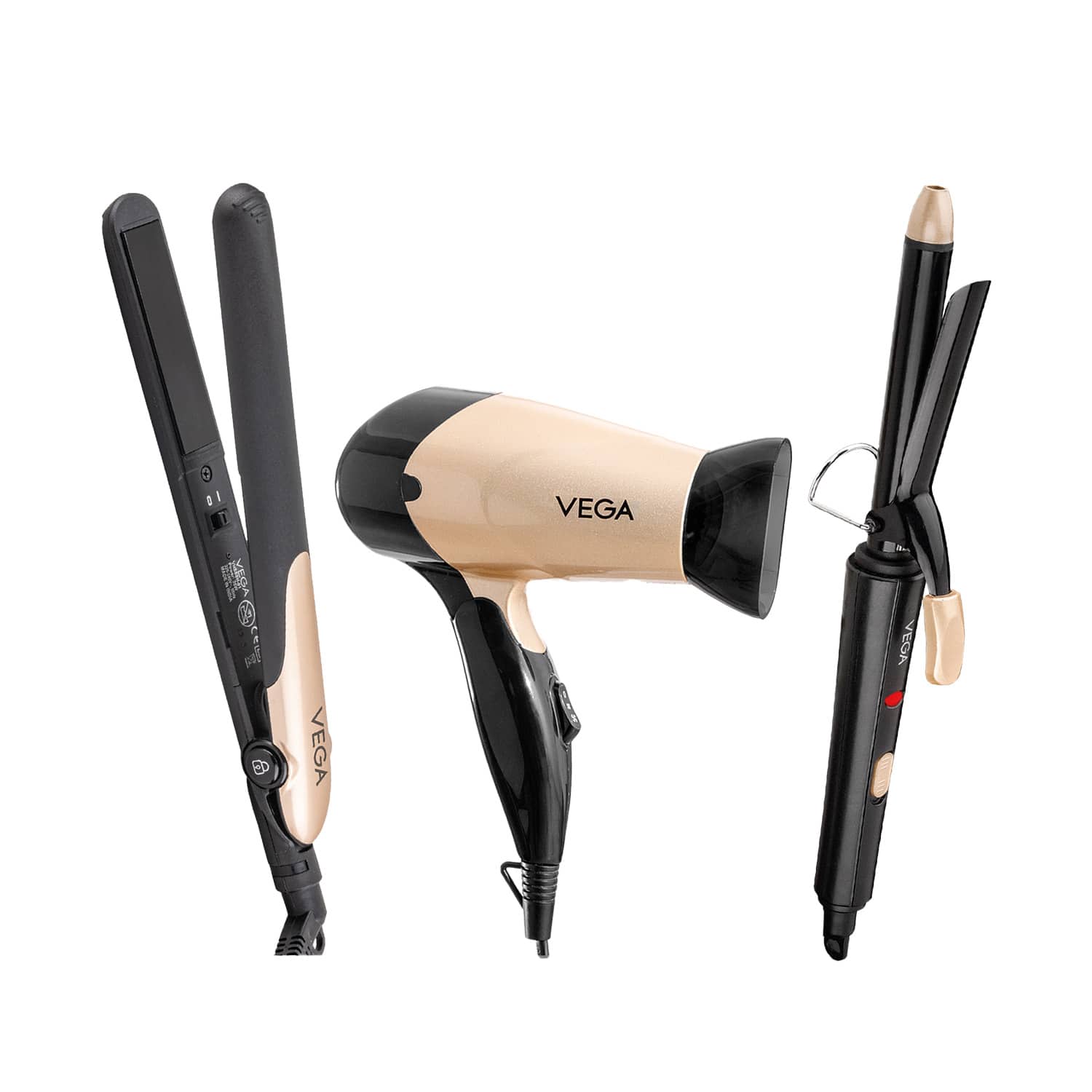 Vega | Vega Miss Versatile Styling Set Straightener Curler & Dryer Gift Combo (VHSS-03) (1141 g )