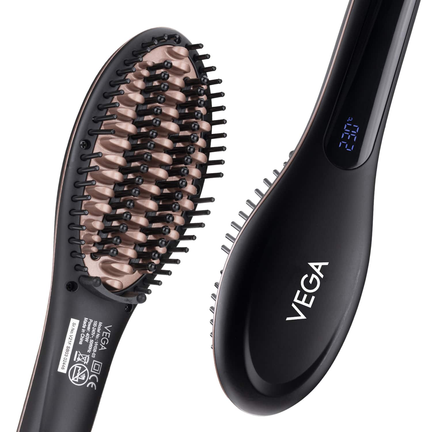 Vega | Vega X-Star Hair Straightening Brush with Adjustable Temperature Settings for Women (VHSB-03)(549 g)