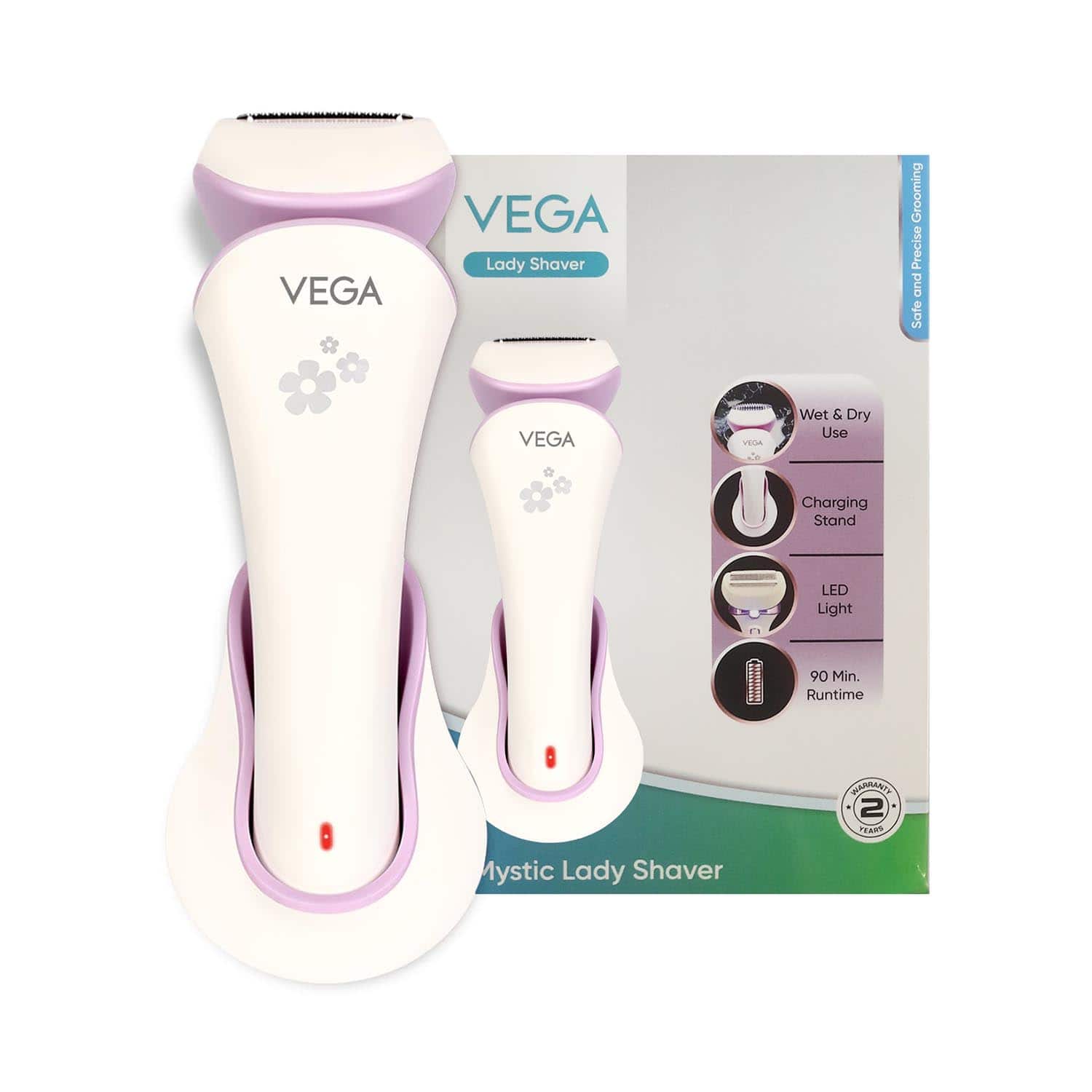 Vega | Vega Mystic Lady Shaver for Women with 90 Mins Runtime IPX 6 Waterproof (VHLS-02) (123 g)
