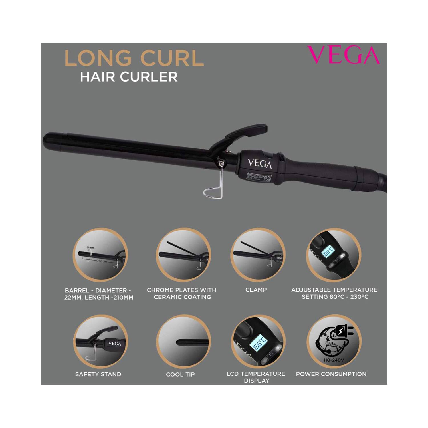 Vega hair curler vhch 04 online