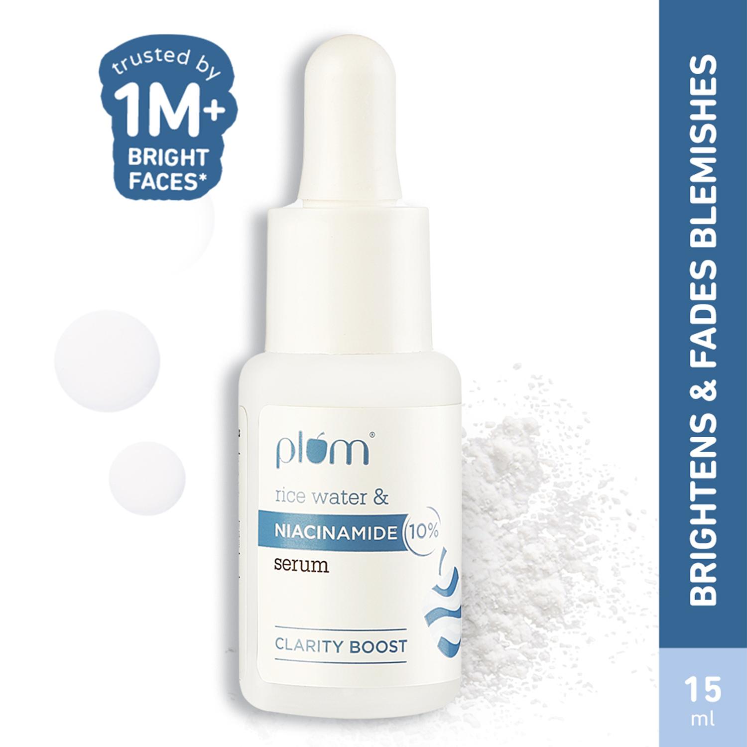 Plum | Plum 10% Niacinamide Brightening Face Serum, Rice Water & Ferment-Fades Blemishes & Acne Mark (15ml)
