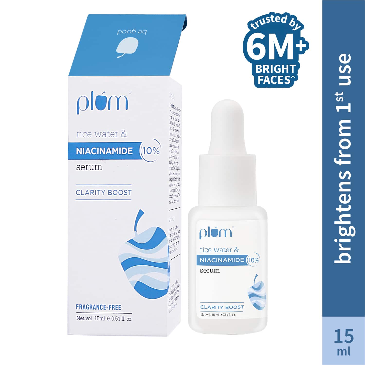 Plum | Plum 10% Niacinamide Brightening Face Serum, Rice Water & Ferment-Fades Blemishes & Acne Mark (15ml)