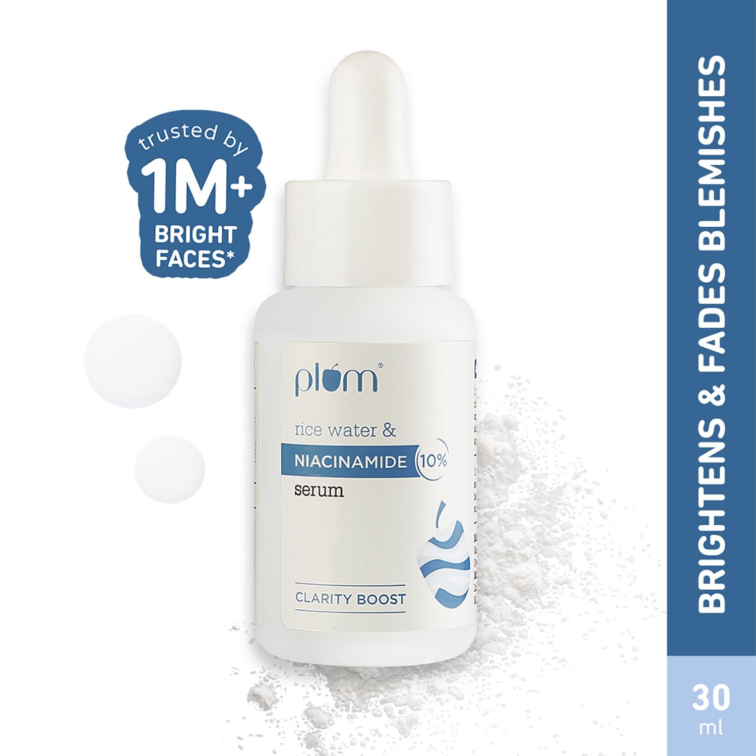 Plum | Plum 10% Niacinamide Brightening Face Serum, Rice Water & Ferment-Fades Blemishes & Acne Mark (30ml)