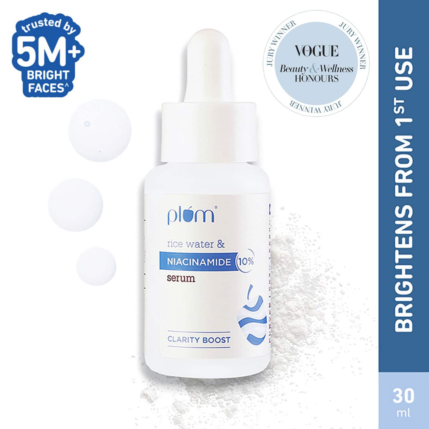 Plum | Plum 10% Niacinamide Brightening Face Serum, Rice Water & Ferment-Fades Blemishes & Acne Mark (30ml)