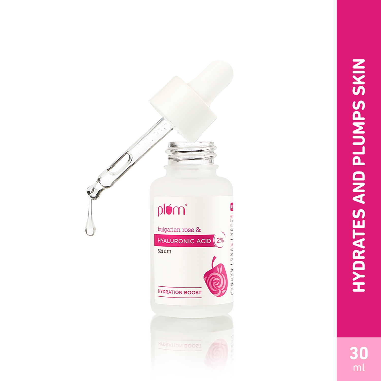 Plum | Plum 2% Hyaluronic Acid Face Serum With Bulgarian Rose - Instant Deep Hydration & Plump Skin (30ml)