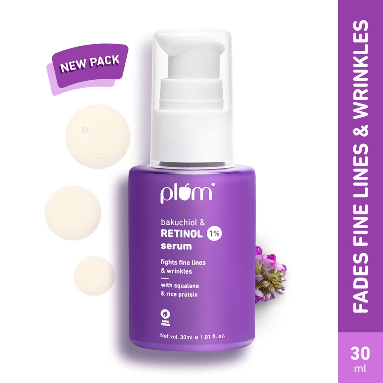 Plum | Plum 1% Retinol Anti-Aging Face Serum, Bakuchiol Boosts Collagen, Reduces Lines & Wrinkles (30ml)