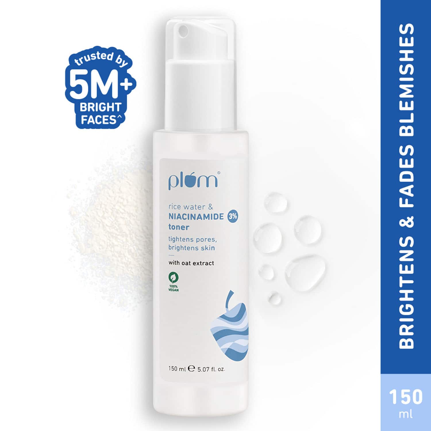 Plum | Plum 3% Niacinamide Alcohol-Free Toner With Rice Water-Reduces Pores & Blemishes, Bright Skin(150ml)