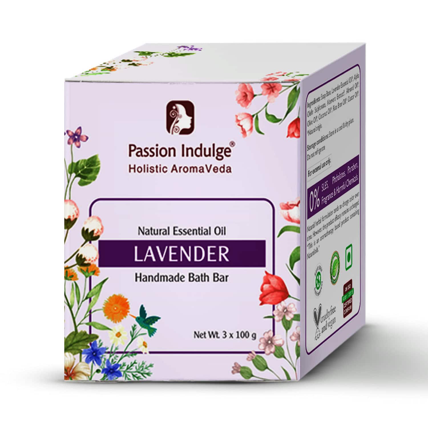 Passion Indulge | Passion Indulge Lavender Handmade Bath Bar Soap - Pack Of 3 (100 gm Each)