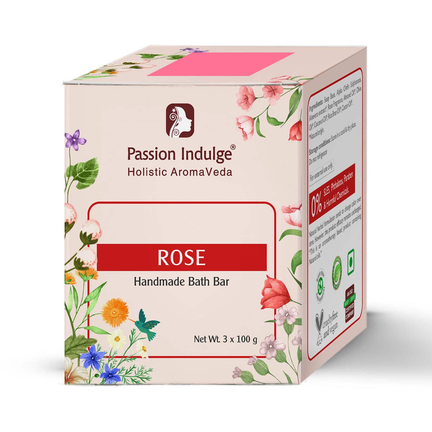 Passion Indulge | Passion Indulge Rose Handmade Bath Bar Soap - Pack Of 3 (100 gm Each)