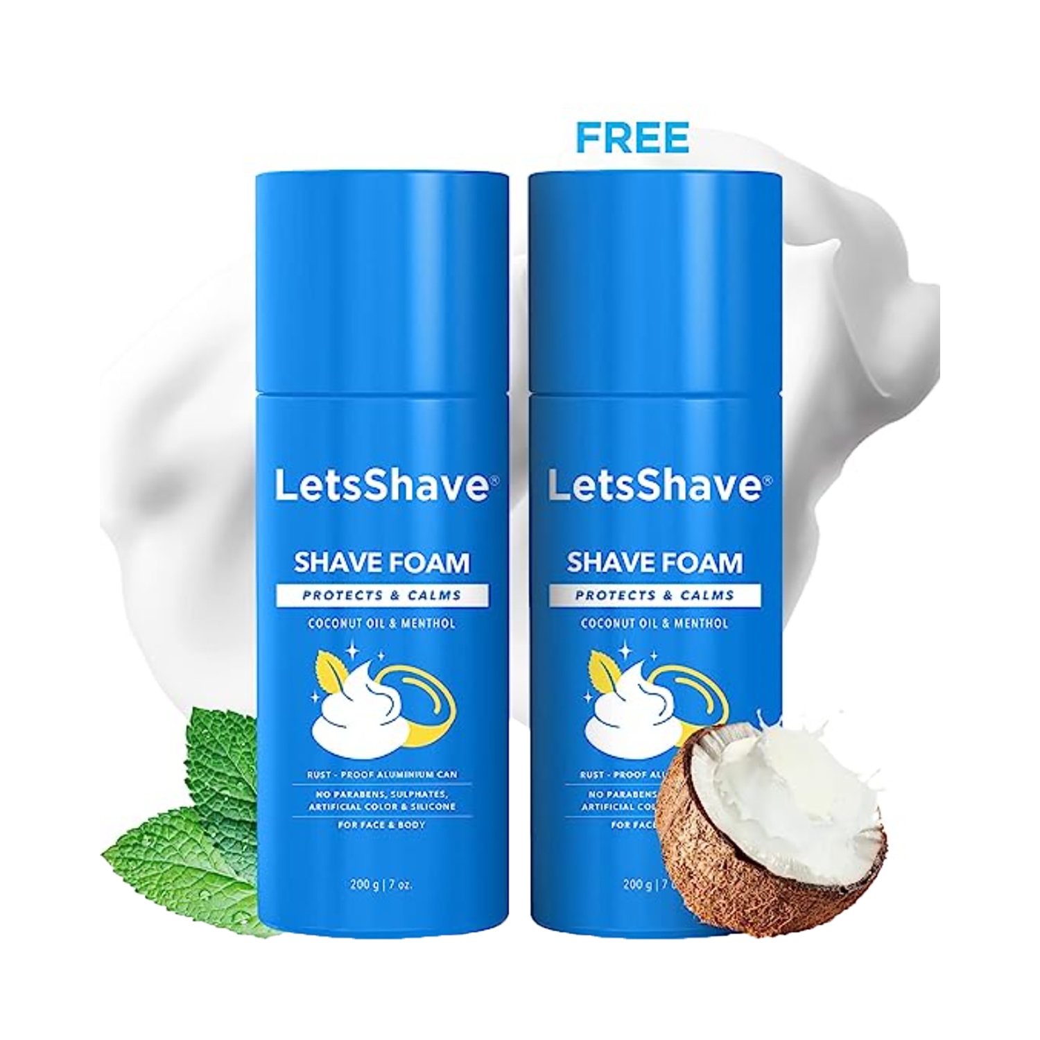 LetsShave | Letsshave Shave Foam With Coconut Oil & Menthol Set (2Pcs)