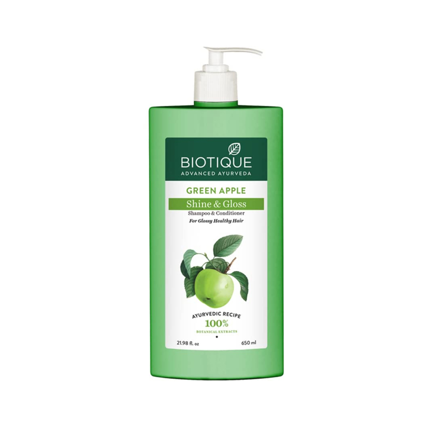 Biotique | Biotique Green Apple Shine & Gloss Shampoo & Conditioner (650ml)