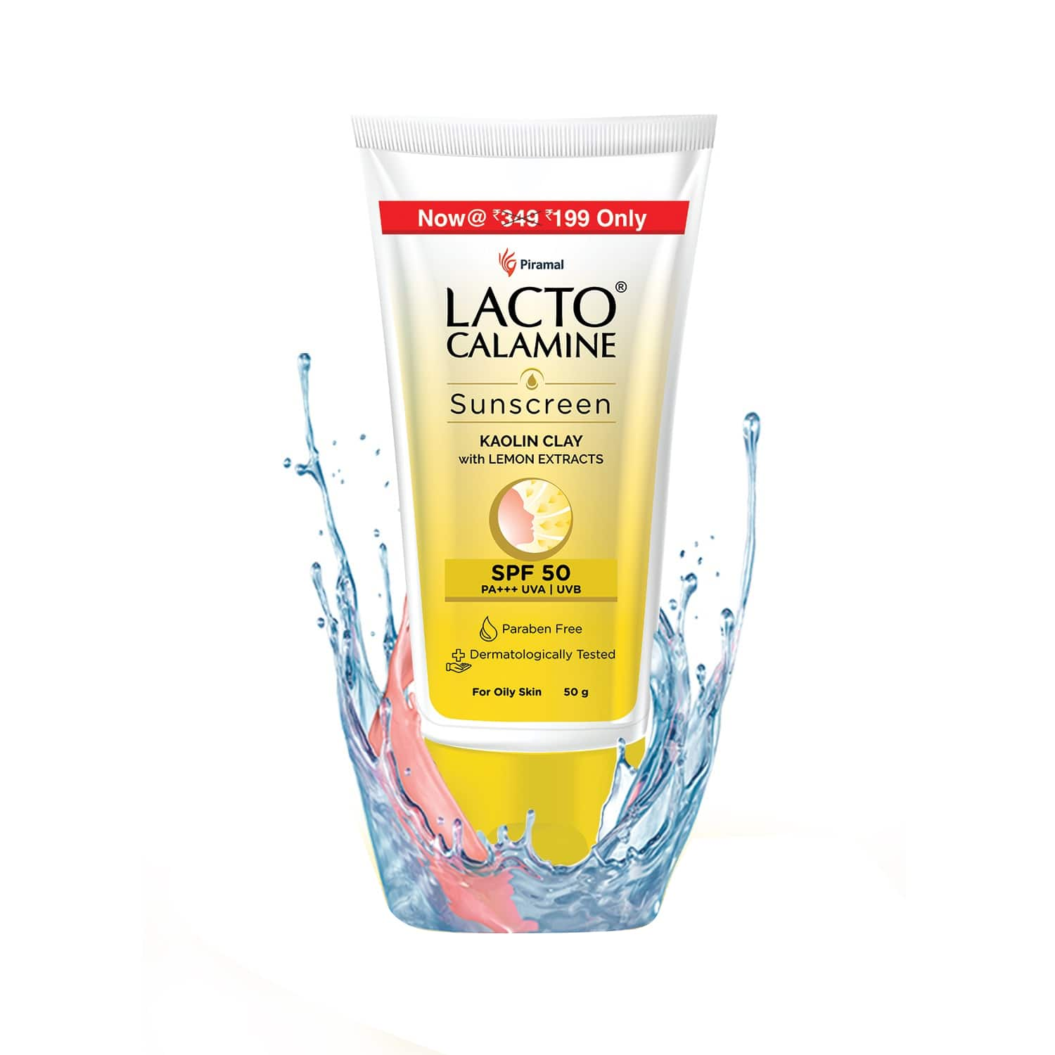 Lacto Calamine | Lacto Calamine Daily Sunscreen SPF 50 PA +++ with kaolin clay & lemon extracts, no white cast (50g)