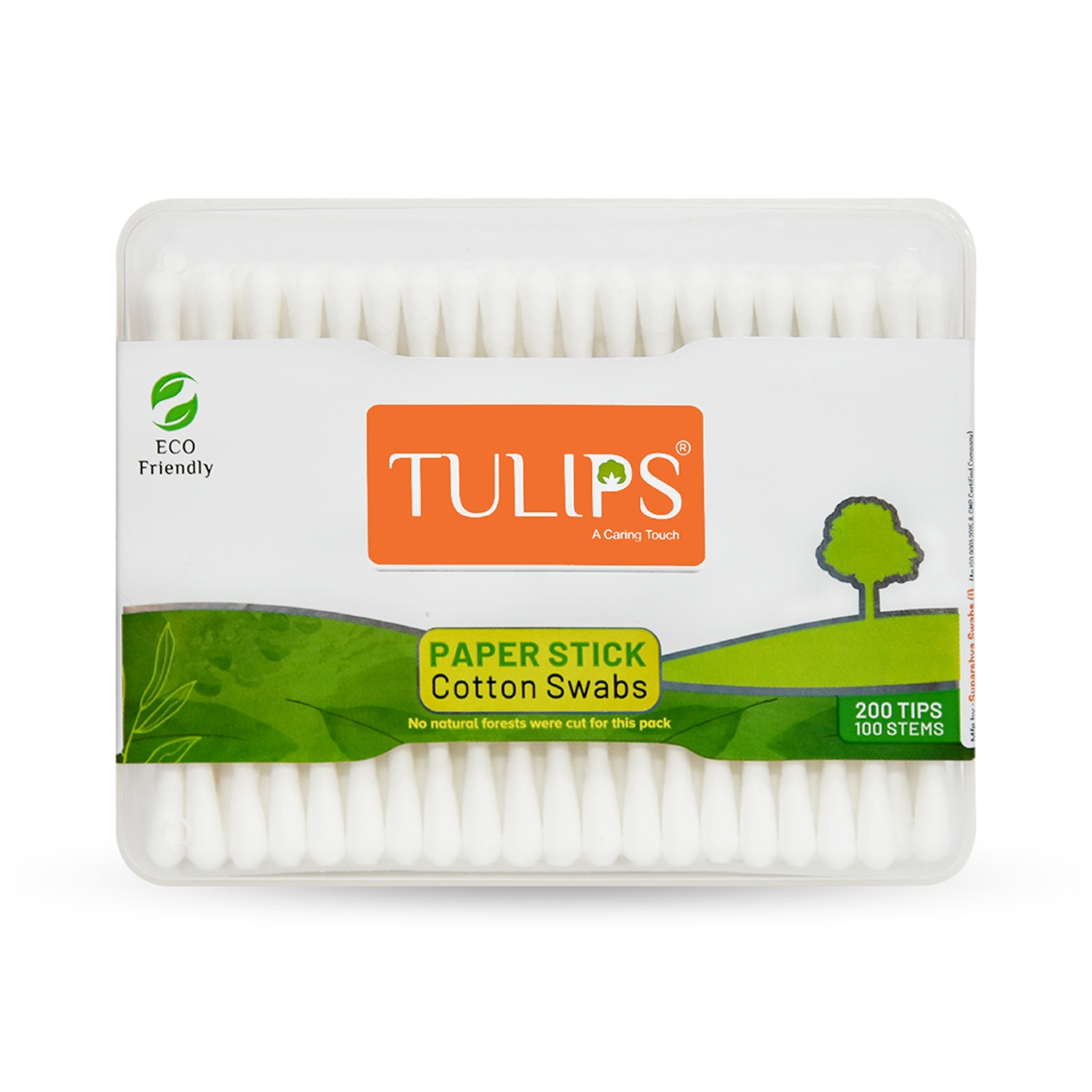 Tulips Paper Stick Cotton Buds With Flat Box - (100Pcs)