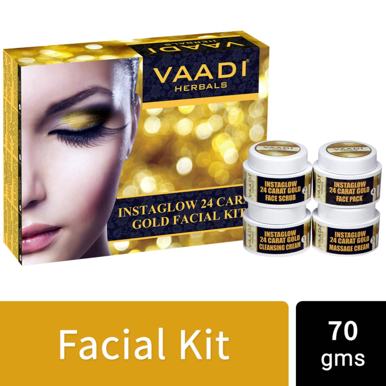 Vaadi Herbals | Vaadi Herbals Instaglow 24 Carat Gold Facial Kit (4 Pcs)