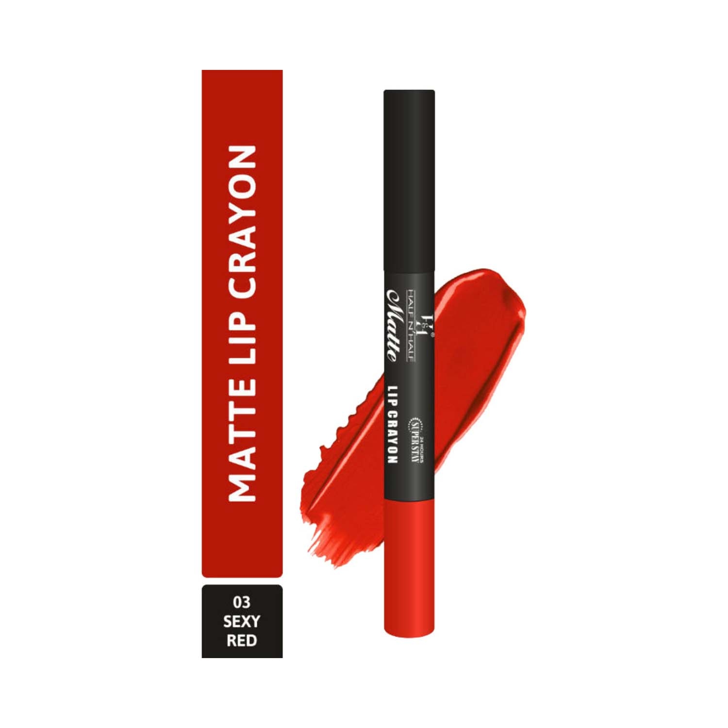 Half N Half | Half N Half Matte Velvet Soft & Long Lasting 24h Superstay Lip Crayon - 03 Sexy Red (3.5g)