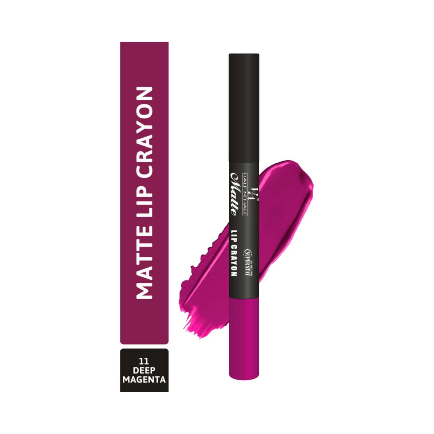 Half N Half | Half N Half Matte Velvet Soft & Long Lasting 24h Superstay Lip Crayon - 11 Deep Magenta (3.5g)