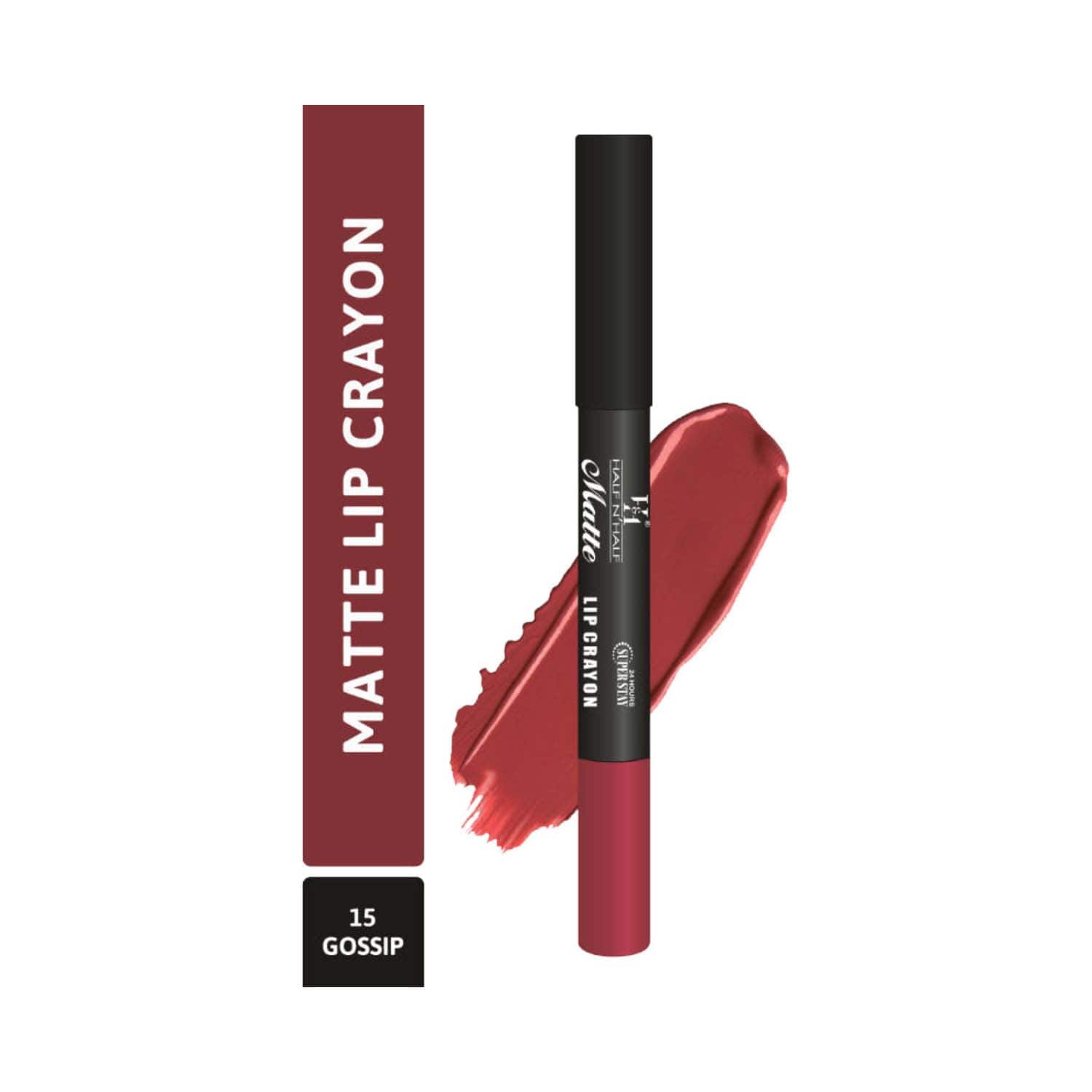 Half N Half | Half N Half Matte Velvet Soft & Long Lasting 24h Superstay Lip Crayon - 15 Gossip (3.5g)