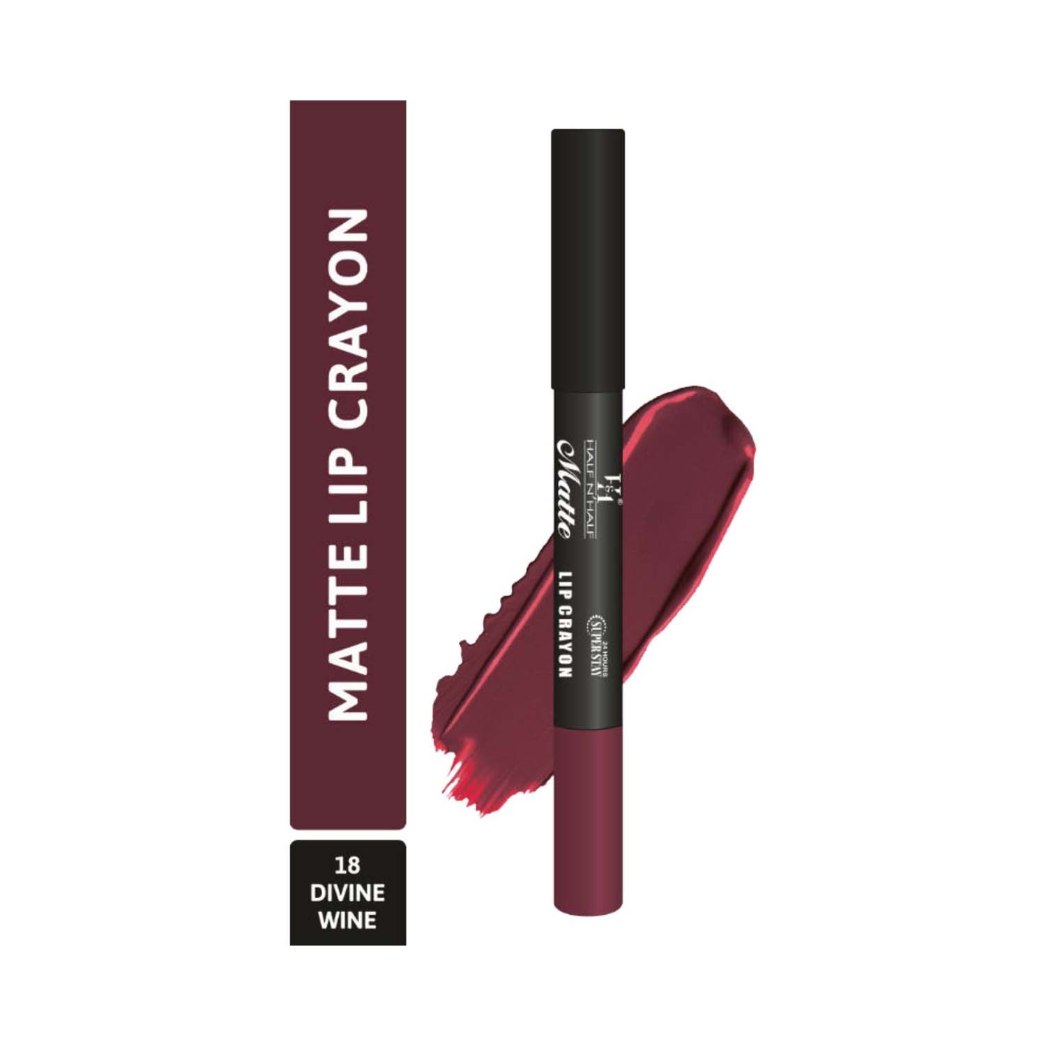 Half N Half | Half N Half Matte Velvet Soft & Long Lasting 24h Superstay Lip Crayon - 18 Divine Wine (3.5g)