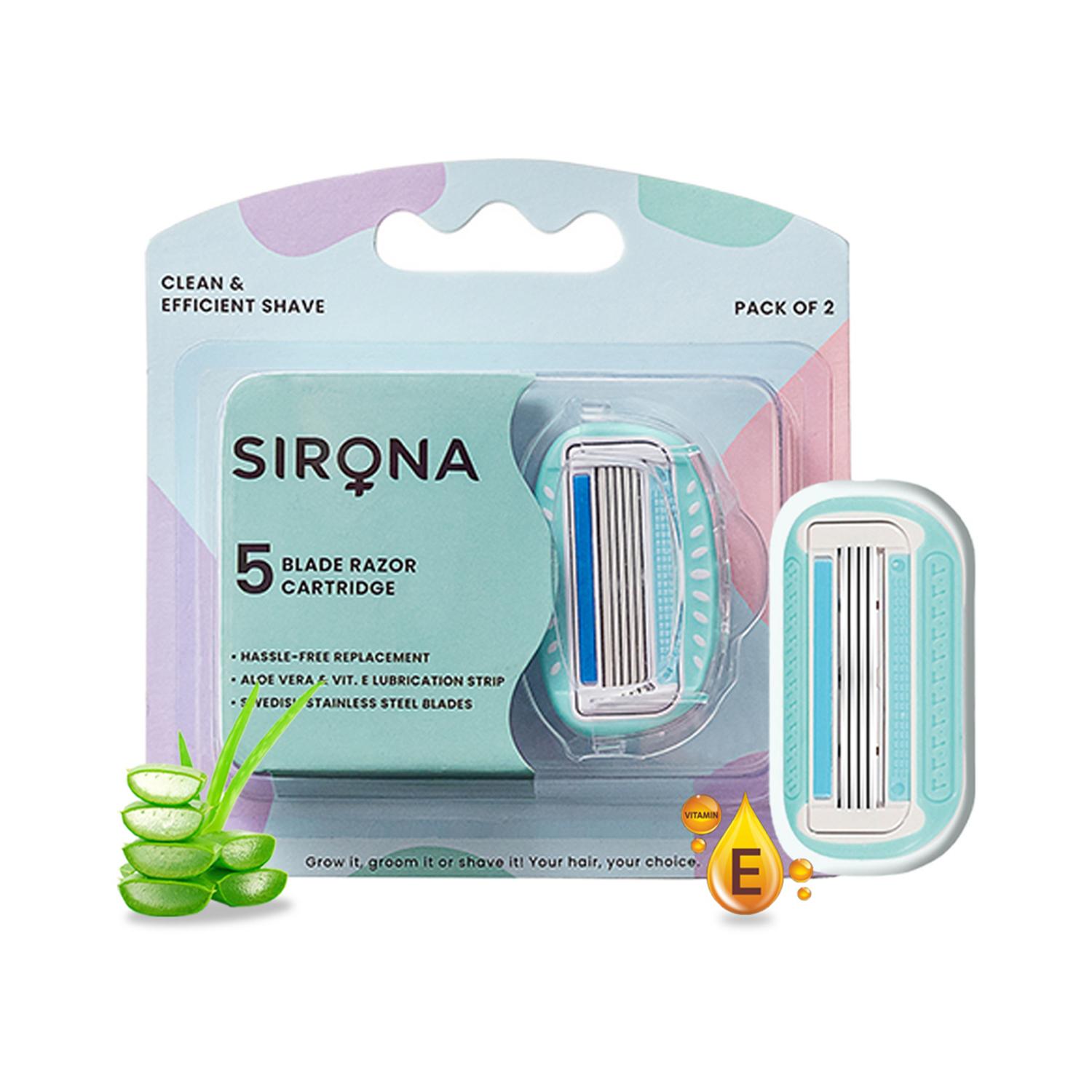 Sirona 5 Blade Cartridge Hair Removal Razor For Women (2Pcs)