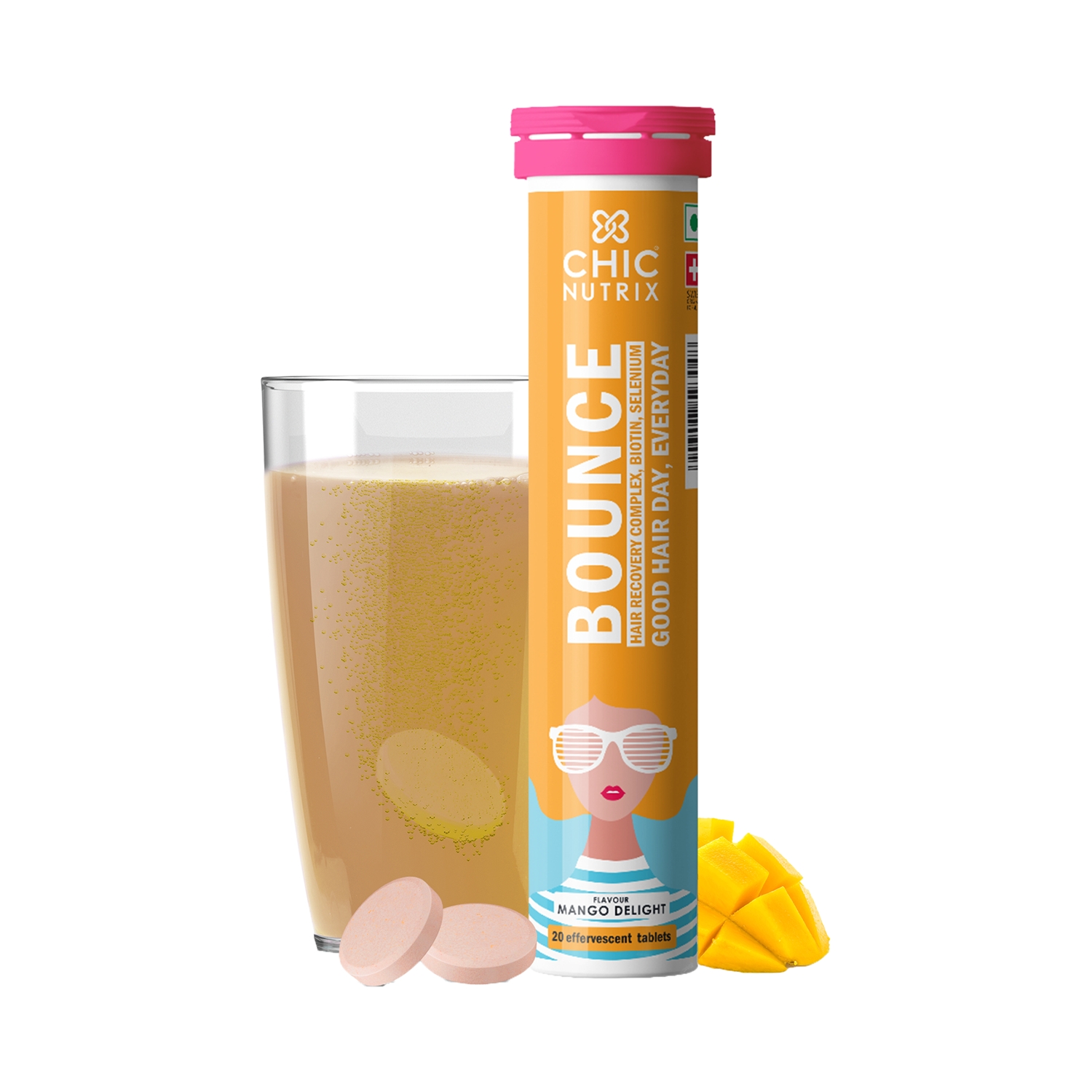 Chicnutrix | Chicnutrix Bounce Biotin Tablets For Hair Growth - Mango Flavour (20pcs)