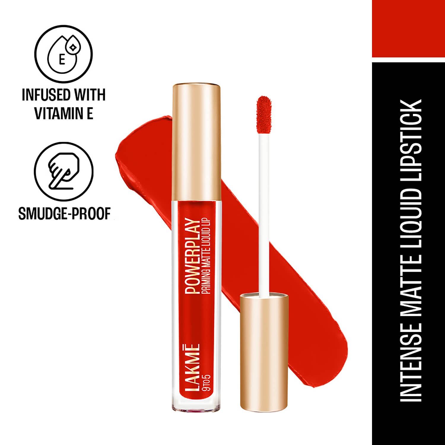 Lakme | Lakme 9 To 5 Powerplay Priming Matte Liquid Lip - Fiery Scarlet (4.2 ml)