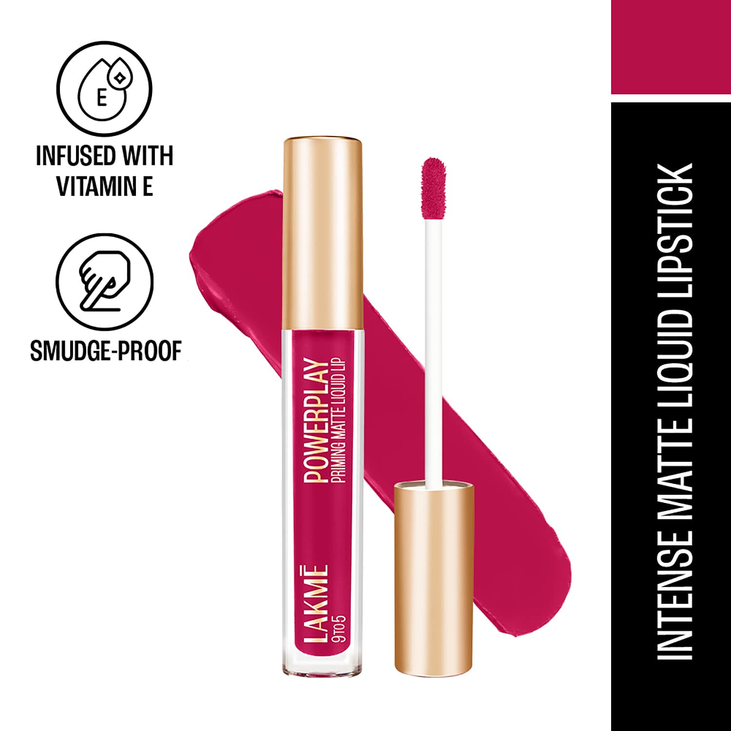 Lakme | Lakme 9 To 5 Powerplay Priming Matte Liquid Lip - Power Pink (4.2 ml)