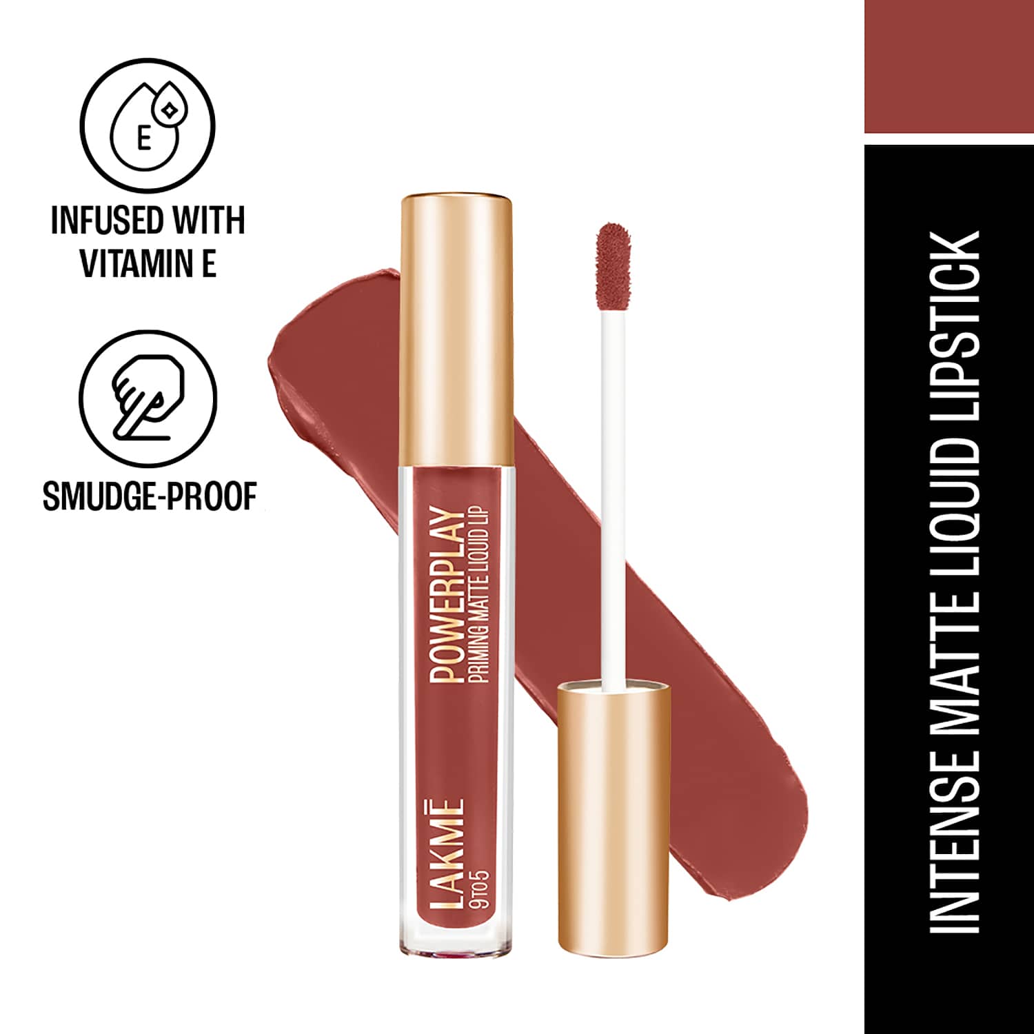 Lakme | Lakme 9 To 5 Powerplay Priming Matte Liquid Lip - Intense Latte (4.2 ml)