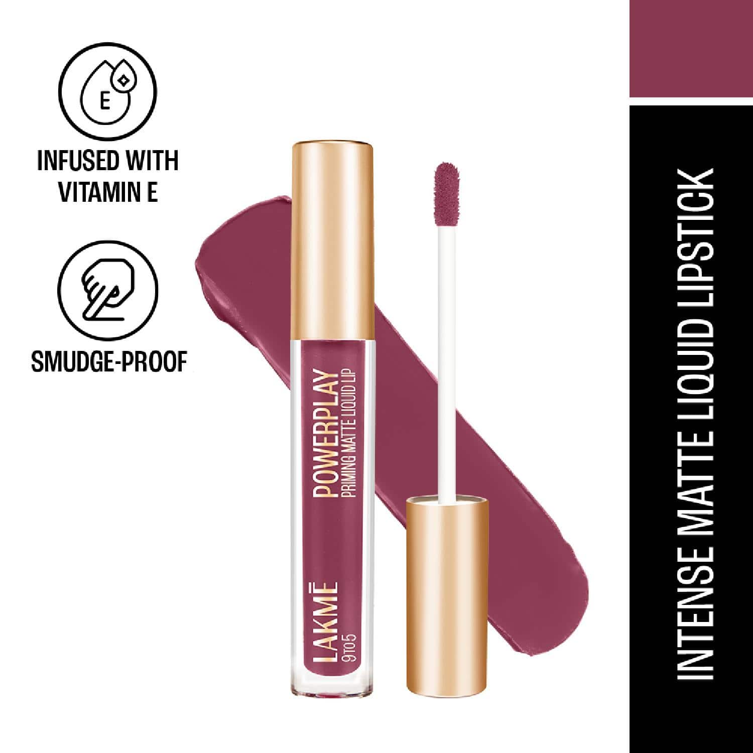Lakme | Lakme 9 To 5 Powerplay Priming Matte Liquid Lip - Edgy Mauve (4.2 ml)