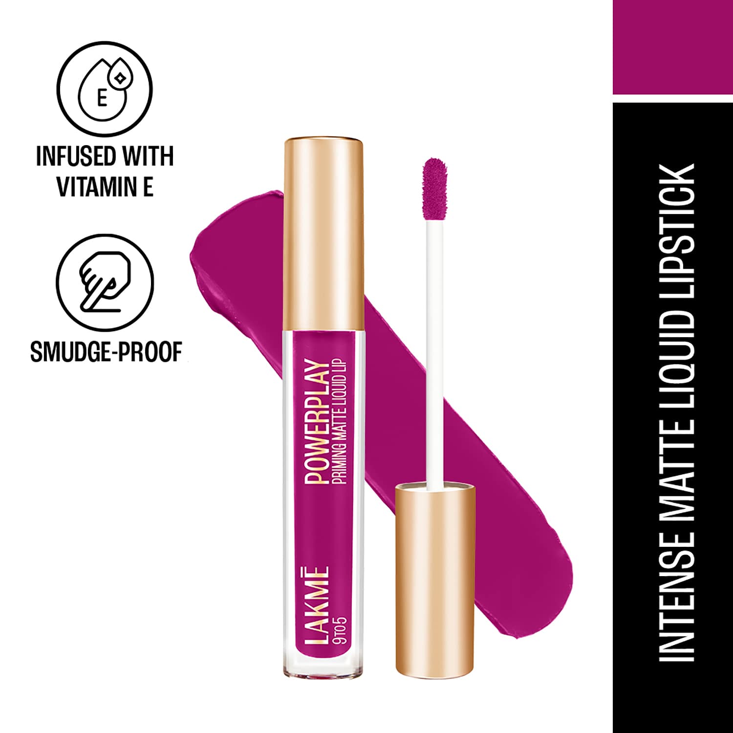 Lakme | Lakme 9 To 5 Powerplay Priming Matte Liquid Lip - Passion Berry (4.2 ml)