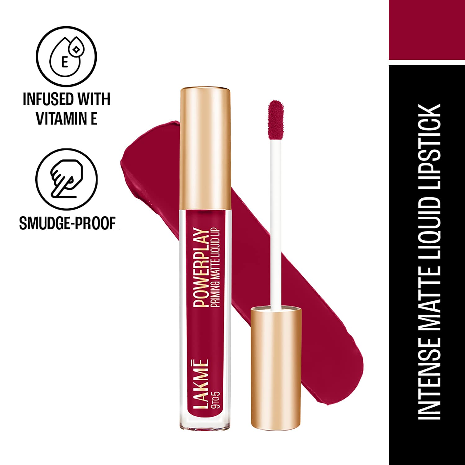 Lakme | Lakme 9 To 5 Powerplay Priming Matte Liquid Lip - Crisp Wine (4.2 ml)