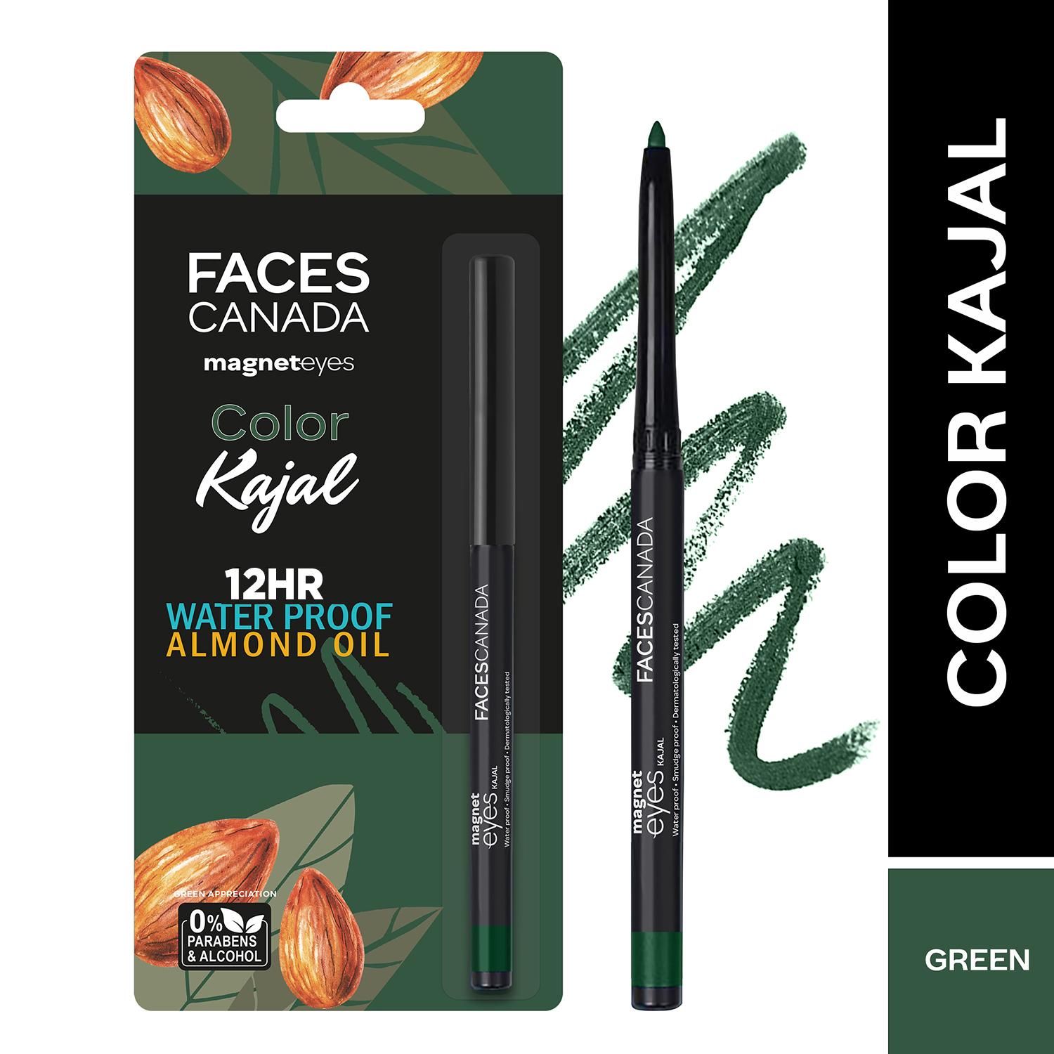 Faces Canada | Faces Canada Magneteyes Color Kajal, 12 HR Stay, Matte Finish,Water Proof -Green Appreciation 02 (0.30 g)