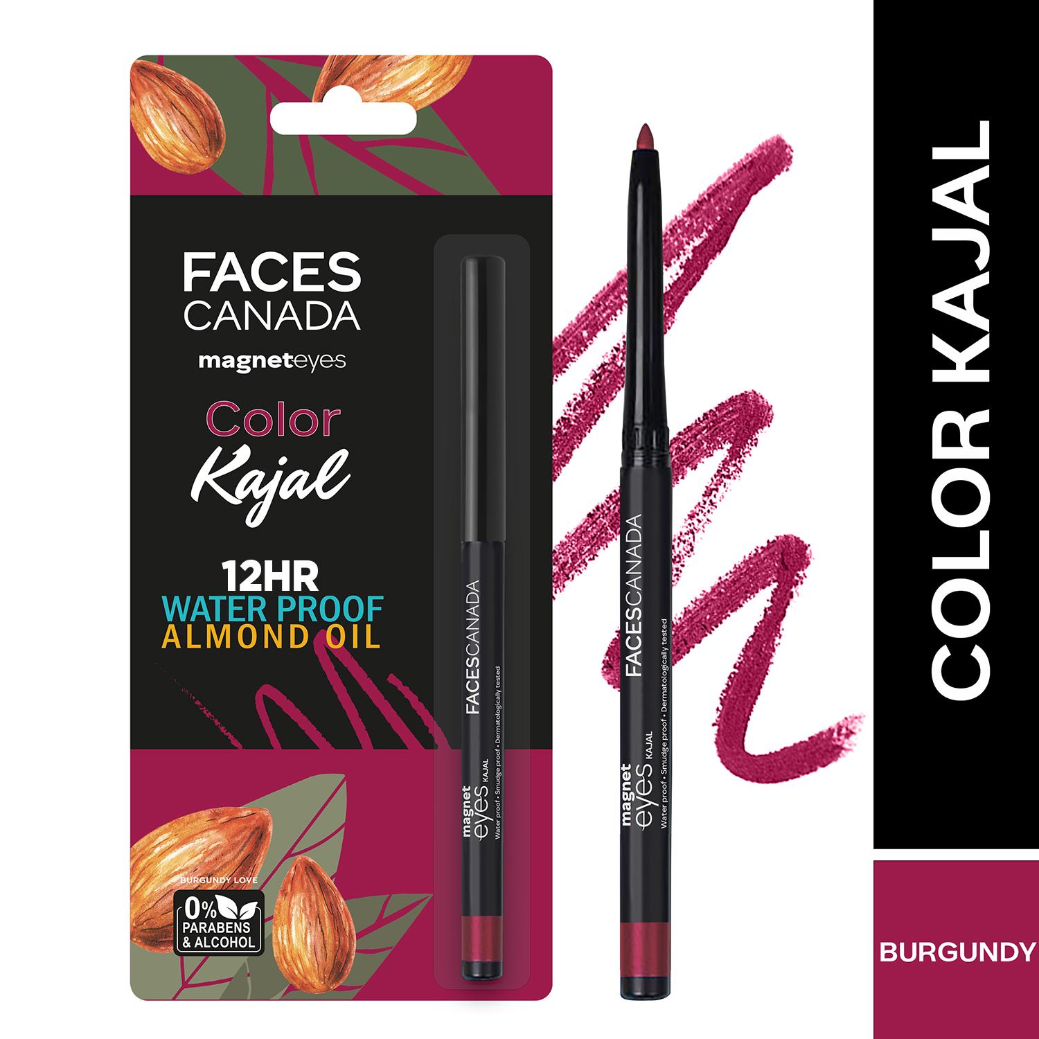 Faces Canada | Faces Canada Magneteyes Color Kajal, 12 HR Stay, Matte Finish,Water Proof -Burgundy Love 04 (0.30 g)