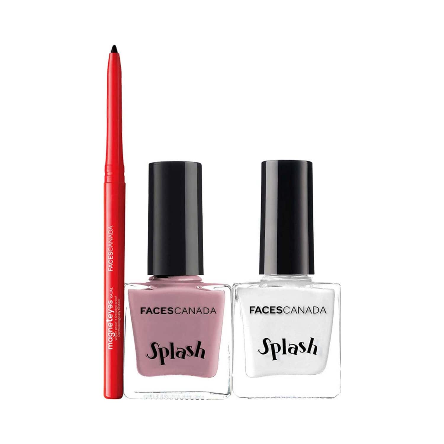 Faces Canada | Faces Canada Magneteyes Kajal And Splash Nail Polish Combo - (3Pcs)