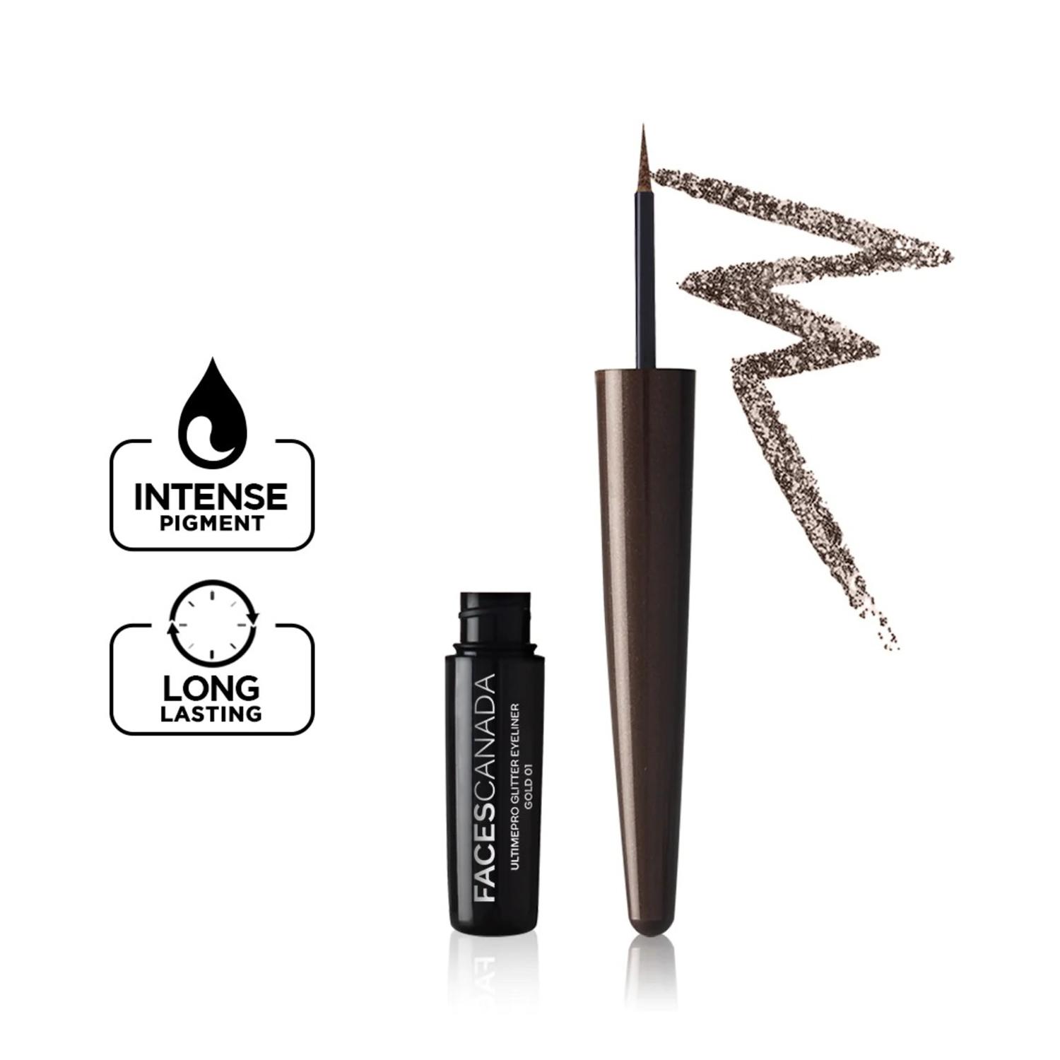 Faces Canada | Faces Canada Ultime Pro Glitter Eyeliner - Copper 02, Shimmery Finish, Long-Lasting (1.7 ml)