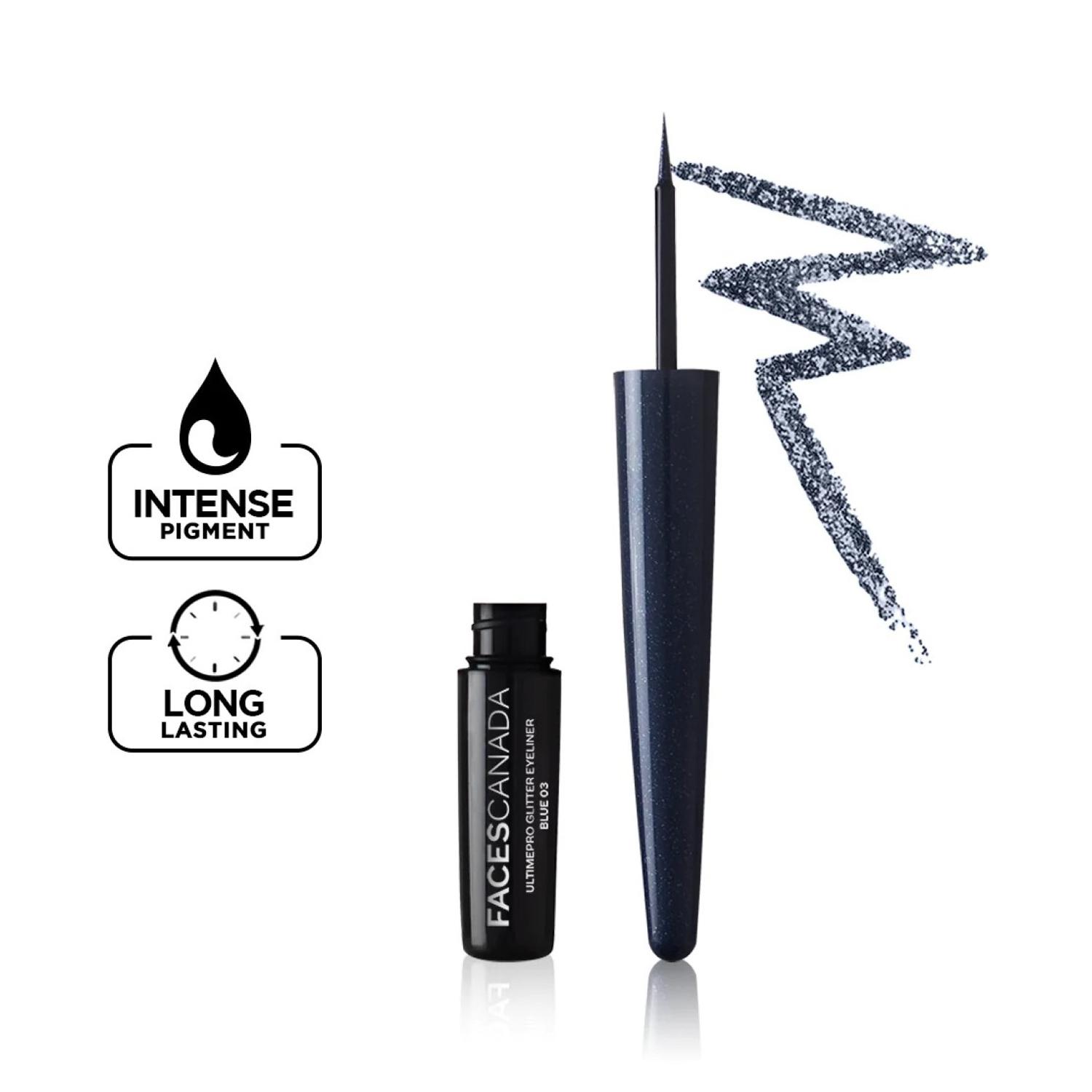 Faces Canada | Faces Canada Ultime Pro Glitter Eyeliner - Blue 03, Shimmery Finish, Long-Lasting (1.7 ml)