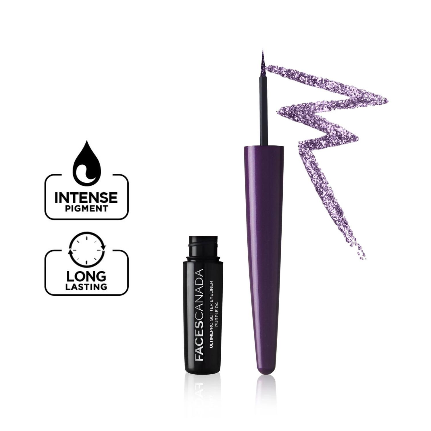 Faces Canada | Faces Canada Ultime Pro Glitter Eyeliner - Purple 04, Shimmery Finish, Long-Lasting (1.7 ml)