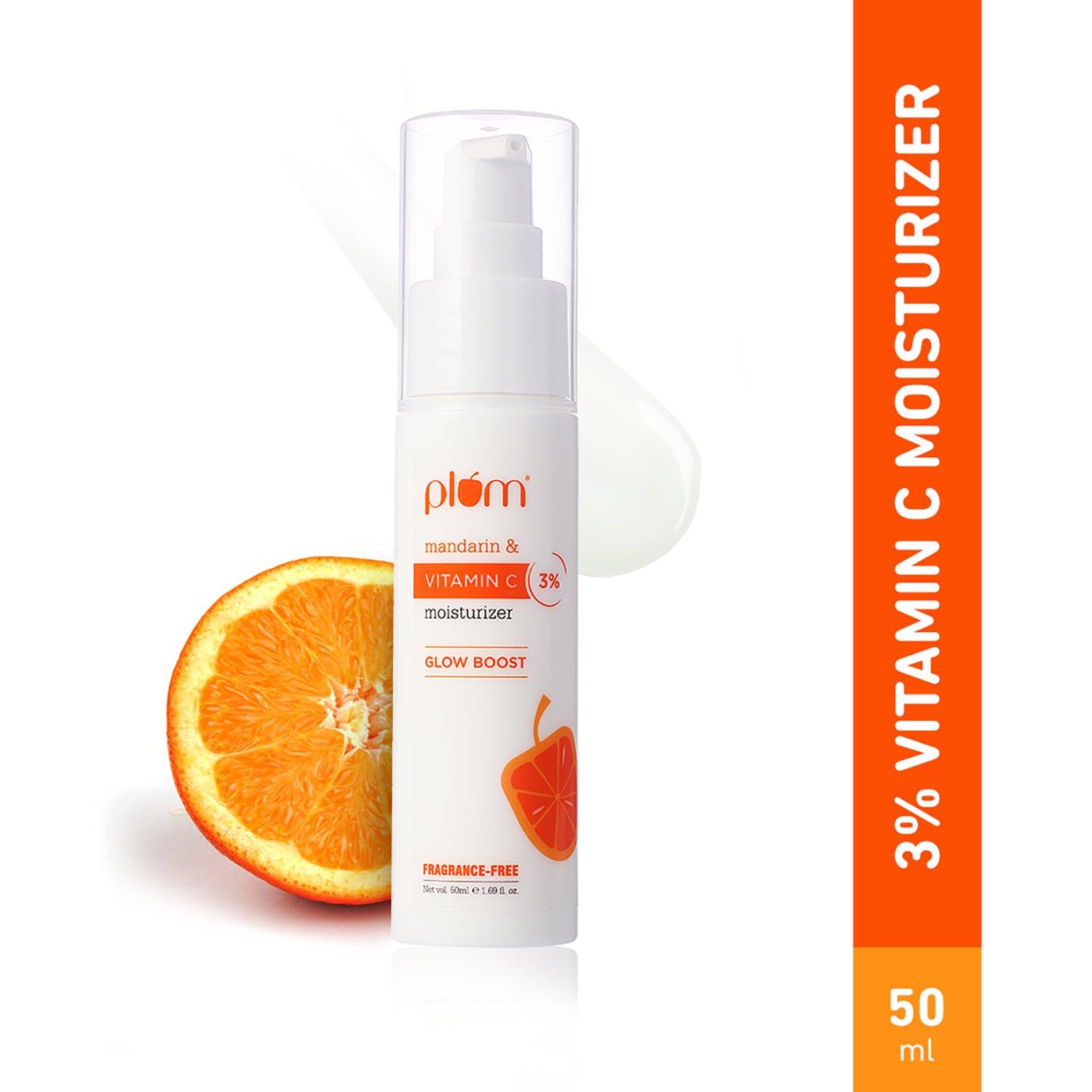 Plum Mandarin & Vitamin C 3% Moisturizer, Boosts Glow, Fades Dark Spots & Pigmentation (50ml)