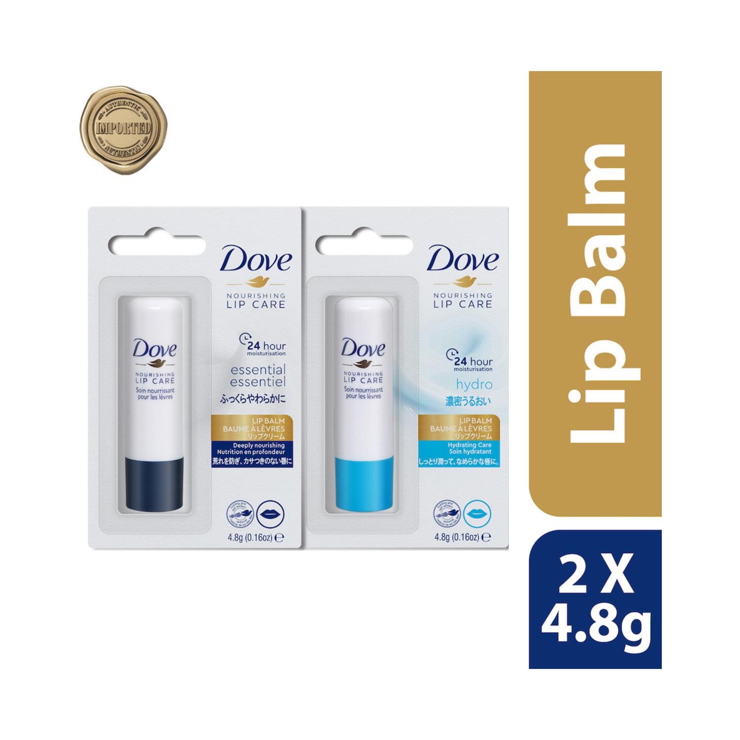 Dove | Dove Essential & Hydro Nourishing Lip Care Balm Combo (2Pcs)