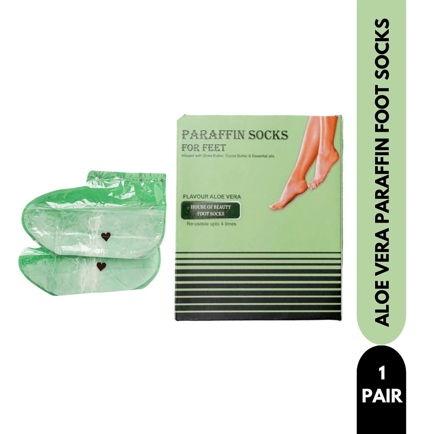 House of Beauty | House of Beauty Aloe Vera Paraffin Foot Socks For Home Pedicure To Smoothen Cracked Heels (1 Pair)