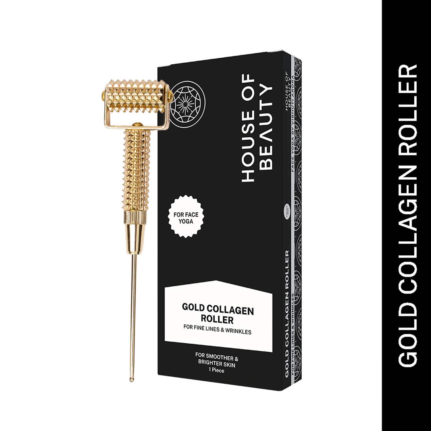 House of Beauty | House of Beauty Gold Collagen Roller W/T Acupressure Point Press For Plumping & Fine Lines (1 Pc)