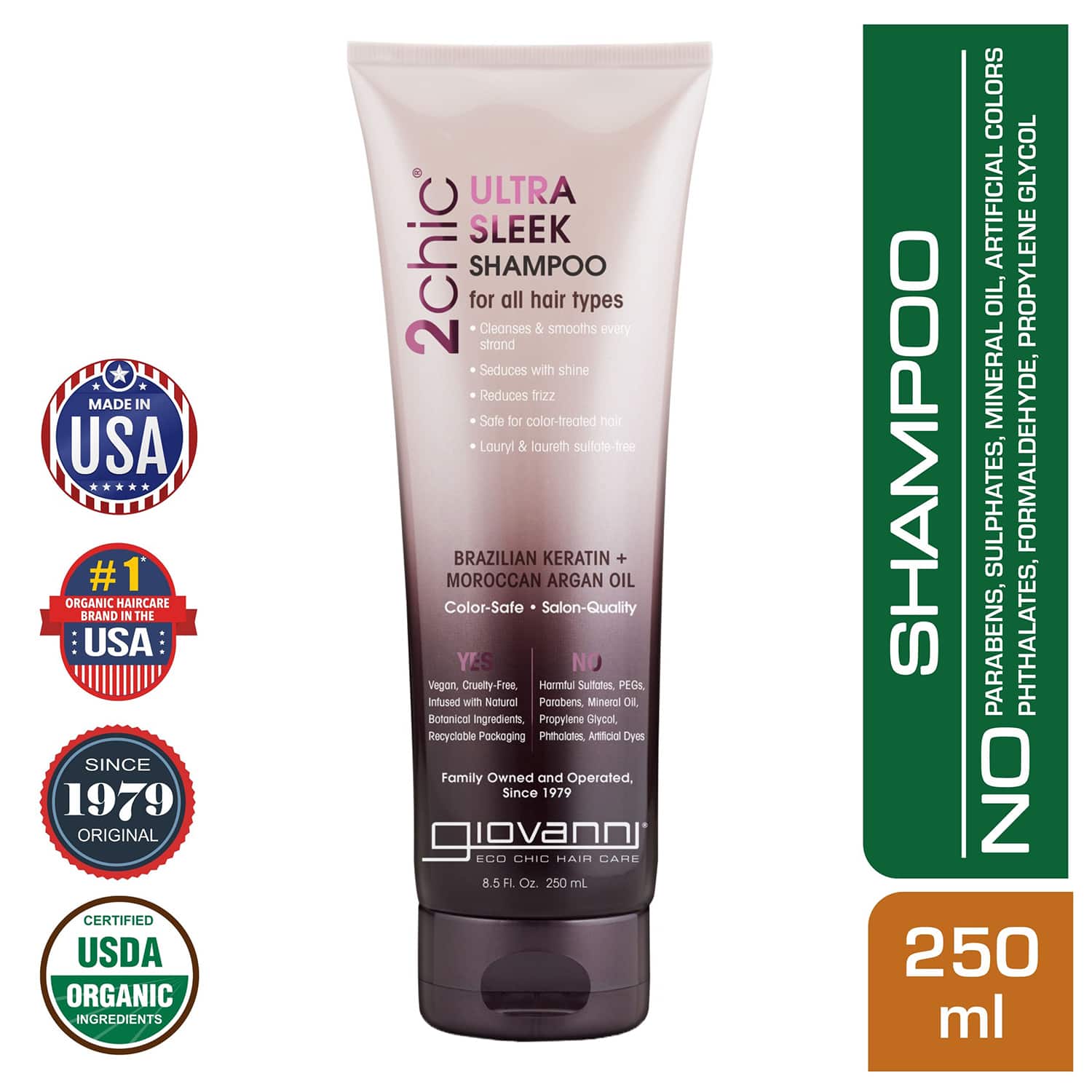 Giovanni | Giovanni Organic 2Chic Brazilian Keratin & Argan Oil Shampoo (250ml)