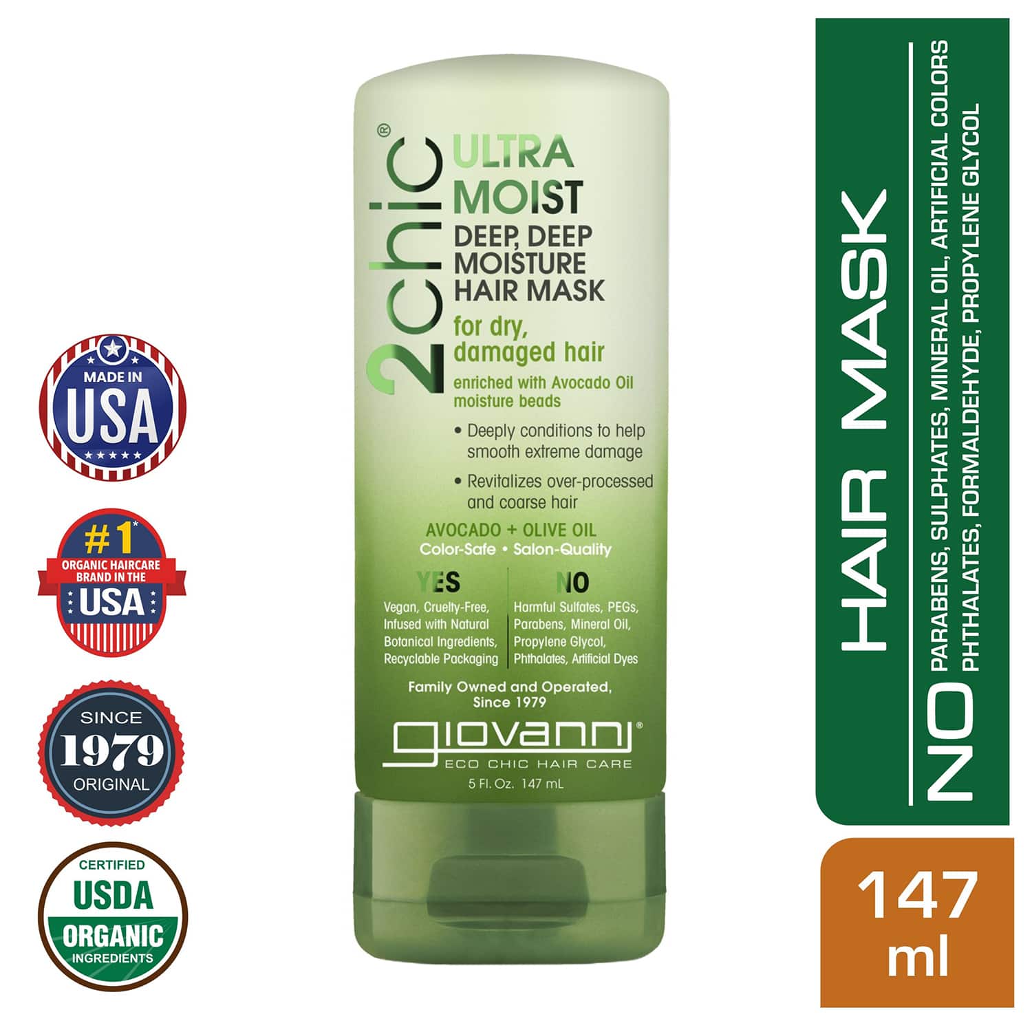 Giovanni | Giovanni Organic 2Chic Olive Oil & Avocado Ultra - Moist Deep Moisture Hair Mask (147ml)