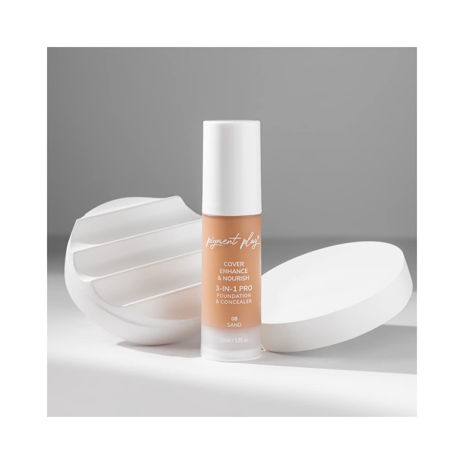 Pigment Play | Pigment Play 3-in-1 Cover + Enhance + Nourish Foundation & Concealer - 08 Sand (30ml)