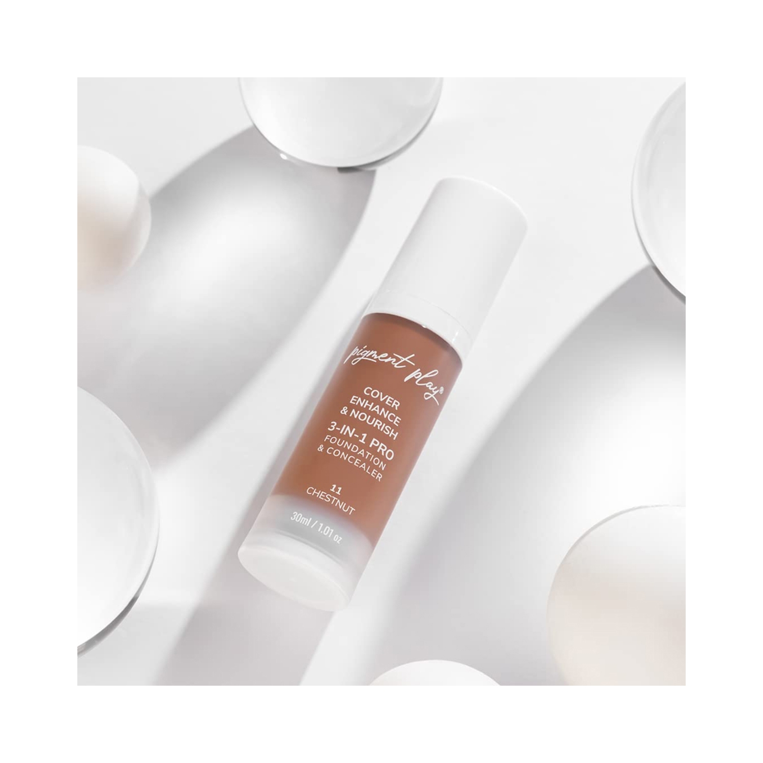Pigment Play | Pigment Play 3-in-1 Cover + Enhance + Nourish Foundation & Concealer - 11 Chestnut (30ml)