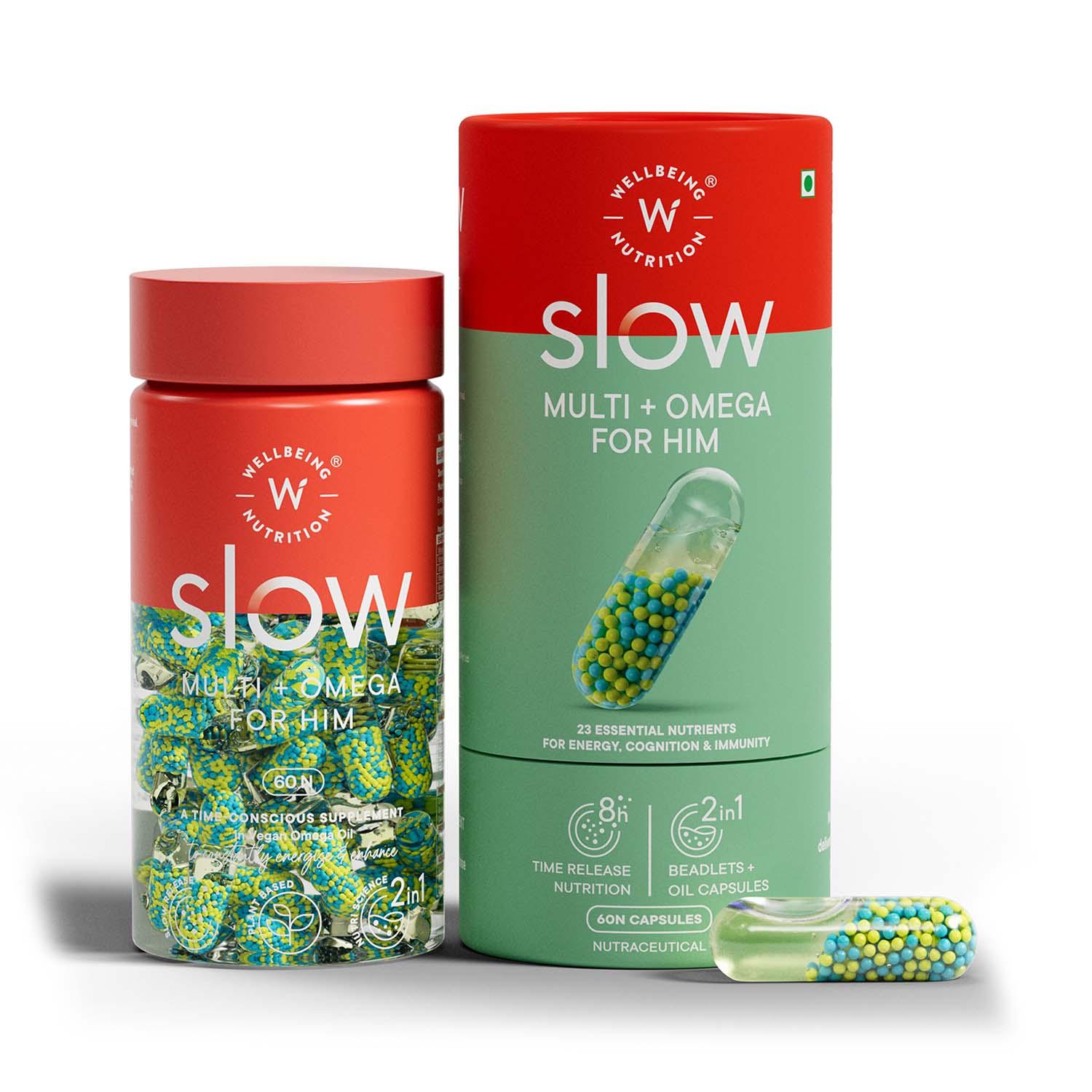 Wellbeing Nutrition | Wellbeing Nutrition Slow Multivitamin For Him (100% RDA) for Immunity, Energy and PMS Support